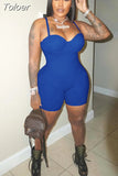 Strapless Sleeveless One Piece Overalls Summer Woman Spaghetti Strap Body-shaping Playsuits Moto Biker Bodycon