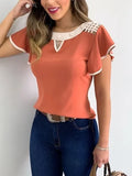 Yskkt Women's Fashion Ruffled Short Sleeves Chiffon Tops Casual Slim Fit Shirts Blouse Blusas Mujer De Moda 2020