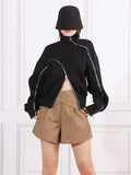 Toloer Hoodie Female 2024 New Fashion Casual Irregular Zipper Design Sense Loose Jacket Women's Wear-Outfit