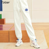 Women Sweatpants Autumn Winter Elastic Waist Joggers Trousers Matcha Green Fleece-Lined Chic Casual Sports Harem