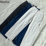 2023 Woman High Waist Jeans Retro White Black Jeans Trousers Straight Overalls Pants Long Loose Wide Leg Jeans for