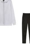 Tracksuit Women Two Piece Set Autumn Winter Loose Hood Sweatshirt Pullover Pants Suit Streetwear Casual Female