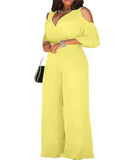 2023 New Elegant Women Casual Jumpsuit Femme Wide Loose Leg Pants Rompers Long Sleeve Office Lady Bandage