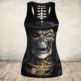 Gothic Skull Print Tank Top Women Halloween Cotton Sleeveless Tee Shirt Workout Black Vest