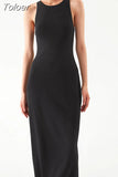 Dresses for Women O-neck Sleeveless Knitted Robe Vestido Feminino Temperament Bodycon Maxi Dress 2023 Vestidos De