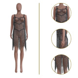 Toloer New Women's Wear Silk Tassel Beach Dress-Outfit
