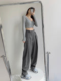 High Waist White Pleated Long Wide Leg Formal Trousers New Loose Fit Pants Women Fashion Tide Spring Autumn 2023