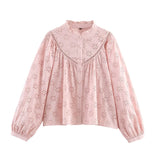 Women's Long-Sleeved Geometric Printed Vertical Shirt