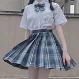 Women Jk Skirts High Waist Students School Uniform Pleated A-Line Mini Plaid Harajuku Preppy