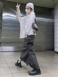 Rockmore Grunge Fairycore Maxi Skirts Women Y2K Drawstring Slit Long Skirt Aesthetic Outfits Low Waist Straight Skirt