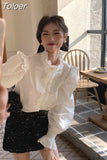 Women Tops 2023 Ropa Mujer Puff Sleeve Ruffles Loose Blouses Temperament Blusas De Mujer Korean Fashion Sweet Blouse