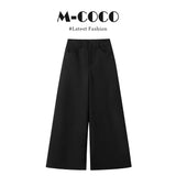 High-Grade Black Knitted Cardigan Doll Collar Bottom Shirt Jersey Trousers Three-Piece