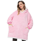 Hoodie Women Hooded Blanket Pocket Fleece Plush Hoodie Sweatshirt Warm Winter Clothing Fleece TV Blanket with