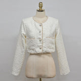 Autumn Winter Women Fashion Suits 2 Piece Sets Long Sleeve Single-Breasted White Short Coat And Elegant Mini Bodycon