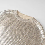 New Medium-And Long-Style Metal Round-Neck Pullover-Outfit