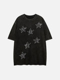 Women's 2023 Street Apparel T-shirt Harajuku Punk Gothic Hip Hop Embroidery Star Patch Wash T-shirt Y2K Loose