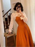 Spring Summer 2023 Korean Style Retro Lace Cardigan Slim Dress Two-piece Sets Women Elegant Fashion Female