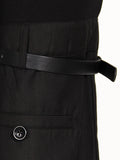 Fashion Women Pant High Waist Knee Strap Splited Medium Strecth Black Knit Floor-length Flare Pants Summer 2023 New