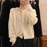 Heart Machine Women's Neckline Hollow Single Buckle Knitted Shirt 2025 New Loose Winter Small