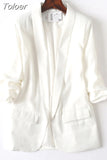 MODA 2023 Summer Women Chic Twill Thin Blazer Gathered Pockets Vintage Office Wear Coat Chic Outerwear Tops 11