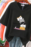 100% Cotton Plus Size T Shirt Anime Short Sleeve Women's Top 2023 Summer Couple Loose Oversized T Shirts Japanese
