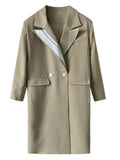 Fashion Women's Trench Coat Topstitched Contrast Color Double Breasted Long Sleeve Windbreaker Autumn 2023 New