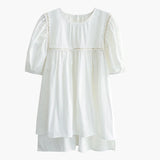 Loose Pullover Shirt For Women Round Neck Puff Sleeve Patchwork Pullover Blouses Female Summer Clothing Style
