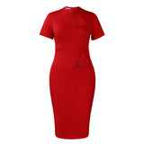 Women's Fashion Temperament OL Tongle Pencil Short-Sleeved Half-Necked Bag-Toot