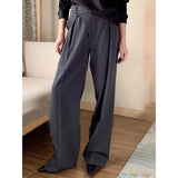 TWOTWINSTYLE Korean White Straight Pants For Women High Waist Loose Solid Casual Minimalist Trousers Female Spring 2022