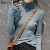 Women Winter Sweater 2020 Casual Solid Elsticity Pullover Knitted Woman Sweaters Black Turtleneck Sweater