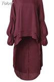 Philosophy Long Sleeve Chiffon Tunic Blouse Spring Asymmetry Long Shirt Tops Ladies Solid Color Fashion Solid