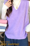Vintage knitted Sweater Vest Women V-neck Fashion Sweater Pullover Solid Sleeveless Tops For Women Autumn