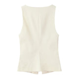 Decoration Collar Low-Breast Vest Vest 2025 Summer Temperament Flipped To Repair Short Coat