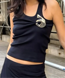 Silver Hand Design Tank Top-Outfit