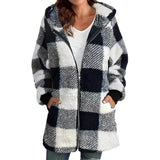 Women's Coat New Wish Long-Sleeved Lattice Hooded Zip-On With Pocket Loose