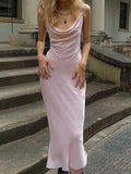 Cowl Neck Split Party Maxi Dress-Outfit