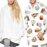 Winter Warm TV Pocket Hooded Blankets Adults Bathrobe Sofa Cozy Blanket Hooded Sweatshirt Plush Coral Fleece