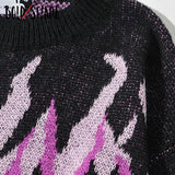 Bold Shade Indie Aesthetic Harajuku Sweaters Knitted Flame Print E-girl 90s Vintage Pullovers Women Long Sleeve Grunge