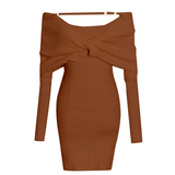 High Street Pullover Dress For Women Slash Neck Long Sleeve High Waist Mini Dresses Female Clothing Style