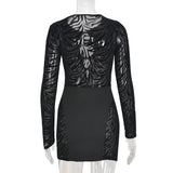 Sisterlinda Autumn Sexy See Through Bodycon Mini Dress Women Casual Street Short Sleeve Hollow Out Party Clubwaer Female
