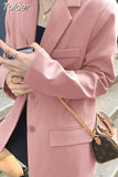 New 2023 Autumn Fashion Blazer Jacket Women Casual Korean Pockets Long Sleeve Coat Office Ladies Solid Loose