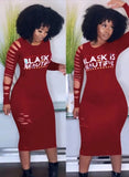 Letter Print Ripped Long Bodycon