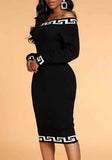 Print Black Off Shoulder Midi