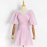 White Mini Dress For Women V Neck Short Sleeve Cut Out Solid Minimalist Dresses Female Fashion Clothing Summer