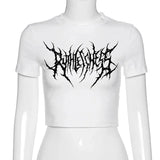 Crop top Harajuku brown t-shirt female Sexy anime Goth print spring and summer new fashion T-shirt women Tops 2023