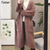 Women Long Solid Three Color Pockets Simple Warm Comfortable All-match New Fashion Elegant Korean Style Streetwear
