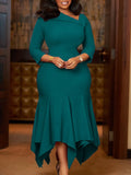 Women's 2025 Autumn And Winter 2025 New Twill Solid Color High-Waist Irregular Fishtail OL African