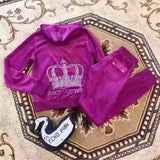 New Juicy Coutoure Tracksuit Women's Velvet Fabric Tracksuits Velour Suit Women Hoodies and Pants Fat Sister