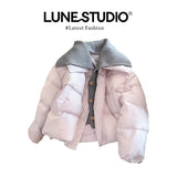 Korean Version Of Fragrant Taro Quilted Knitted Collar Splicing Cotton Suit Super Good-Looking Coat Warm Cotton Clothes New Cotton