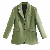 PUWD Casual Woman Green Long Sleeve Blazer 2021 Spring Fashion Ladies Loose Streetwear Outwear Female Elegant Solid Button